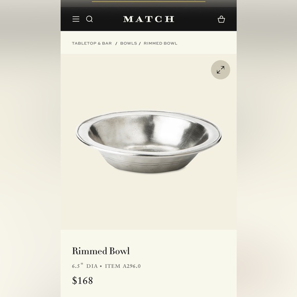 Match Pewter Rimmed Bowl